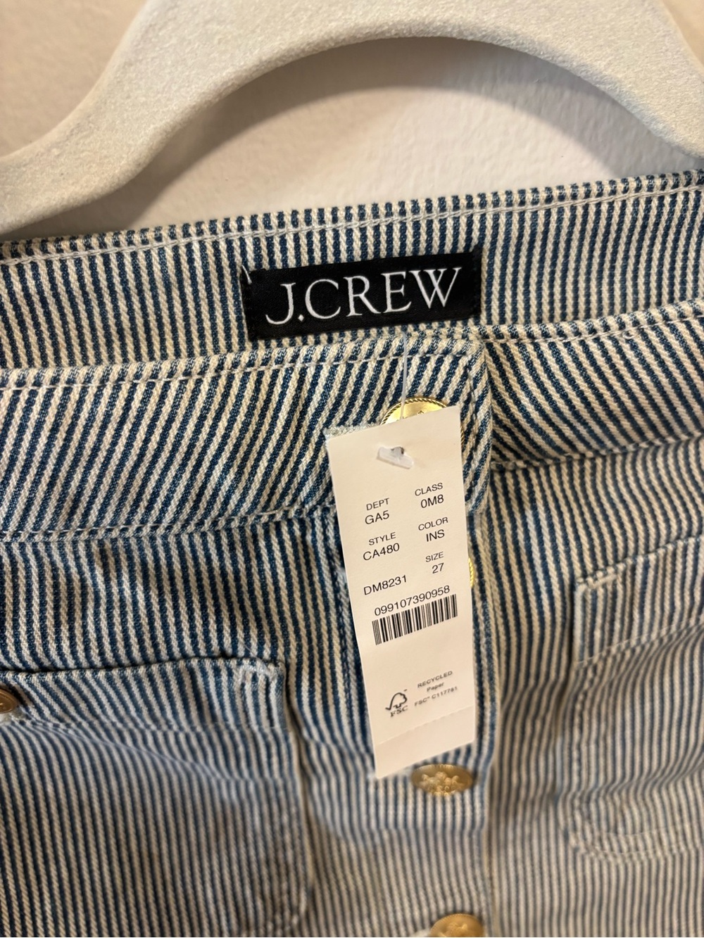 J.CREW Denim Blue & White Stripe Matching Skirt Set NWT - Picture 6 of 9
